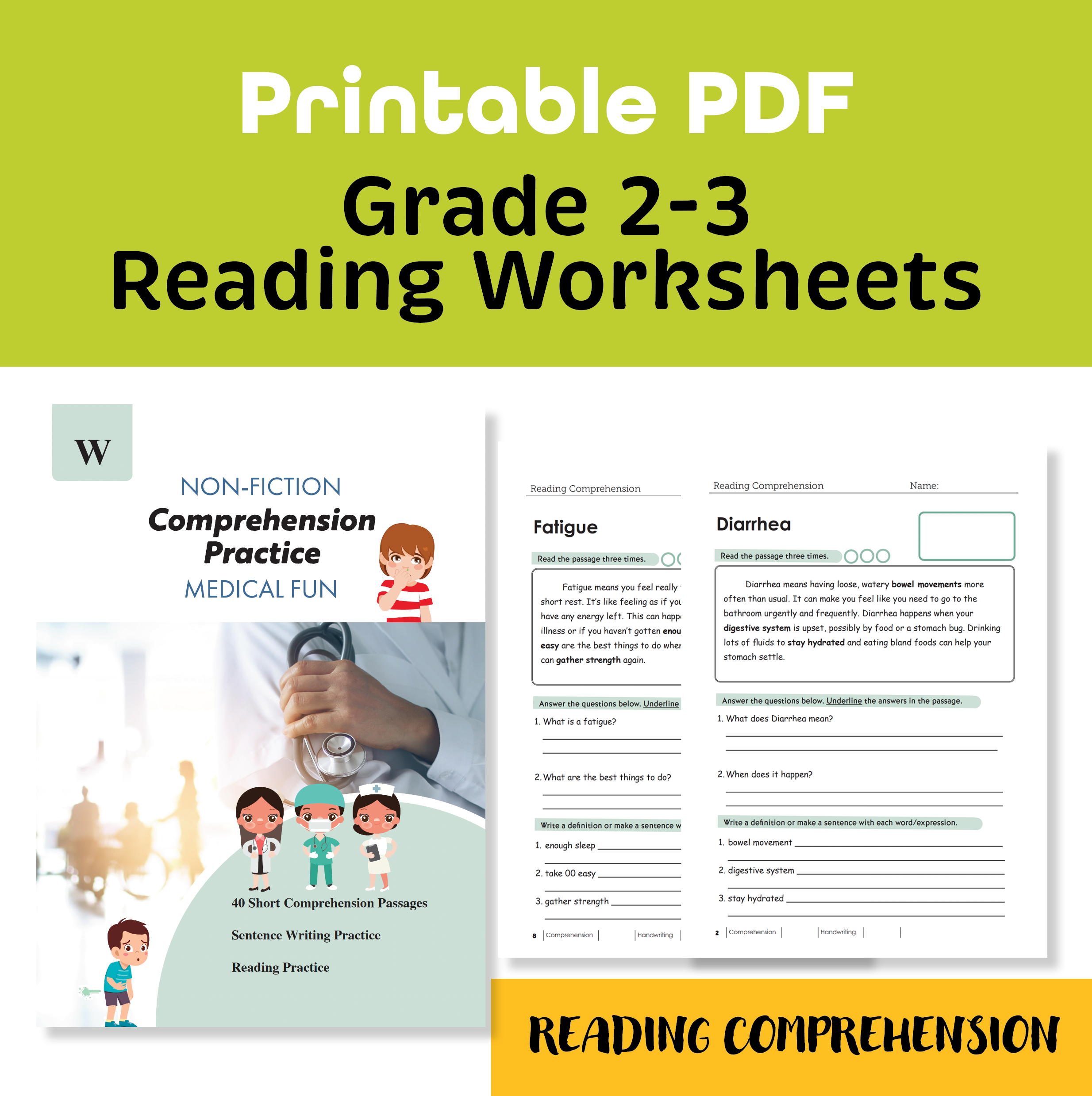 Medical Symptoms Reading Comprehension Passages – Grades 2–3 Printable Worksheets
