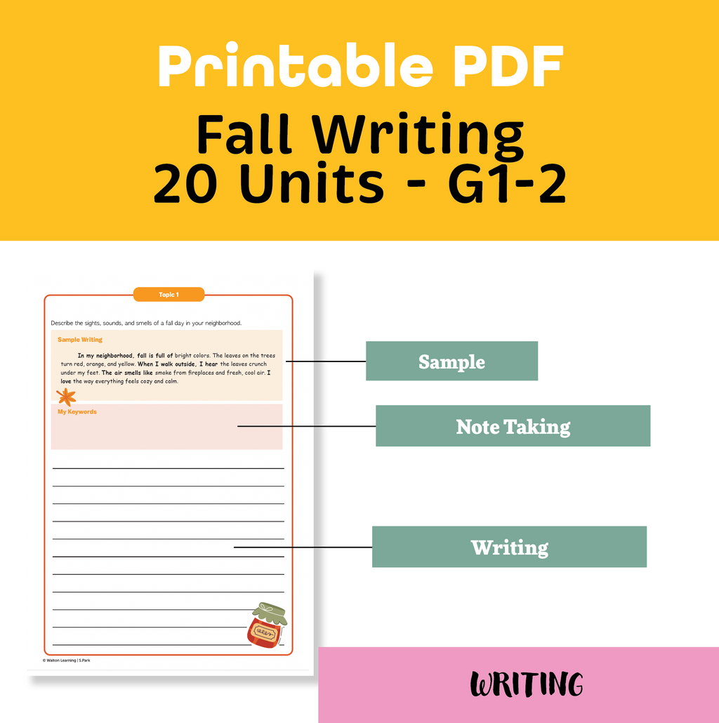 Fall Writing Worksheets – 20 Paragraph Writing Units for Grades 1–2 (Printable PDF) (Copy)