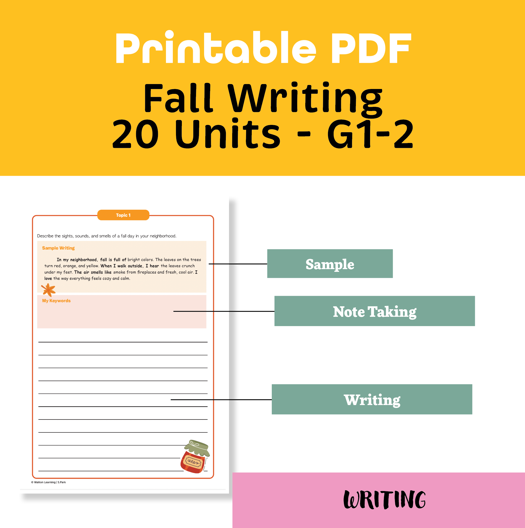 Fall Writing Worksheets – 20 Paragraph Writing Units for Grades 1–2 (Printable PDF) (Copy)
