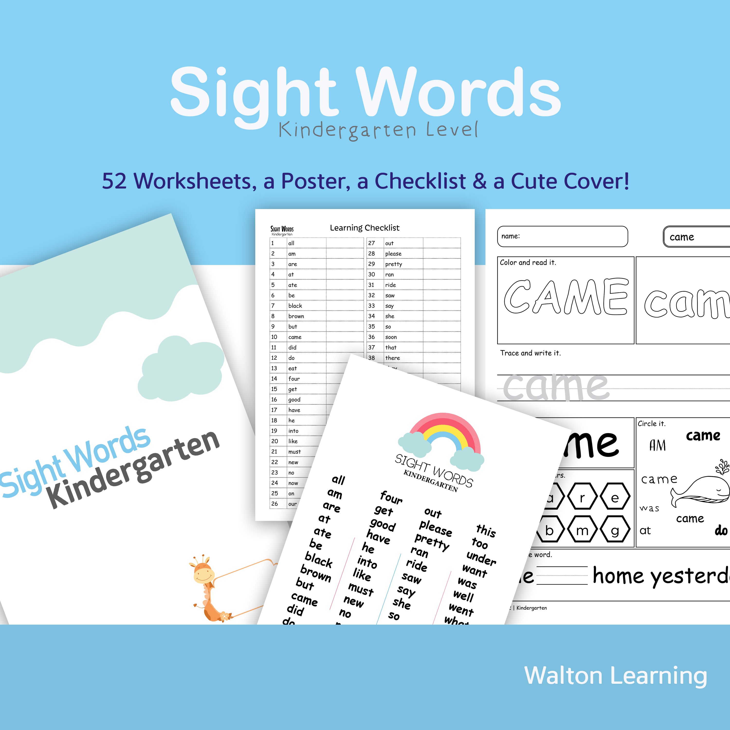 Sight Words Worksheet Set Level K
